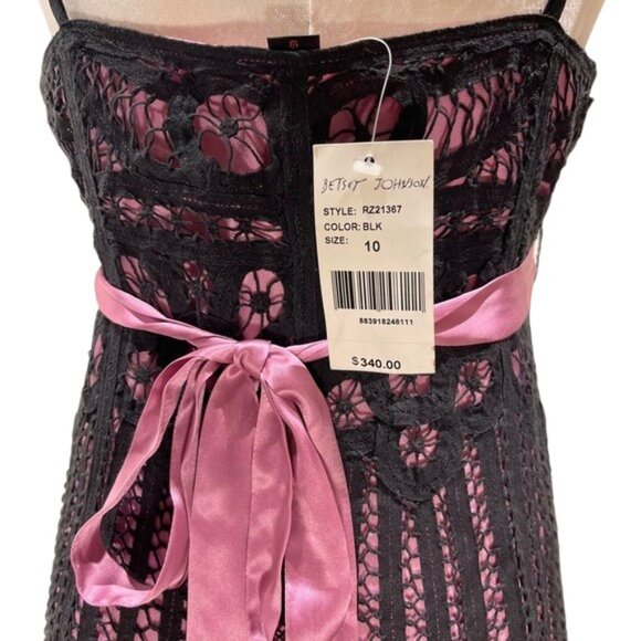 Betsey Johnson Y2K VINTAGE Black and Pink Lace Dress NWT - Picture 8 of 10